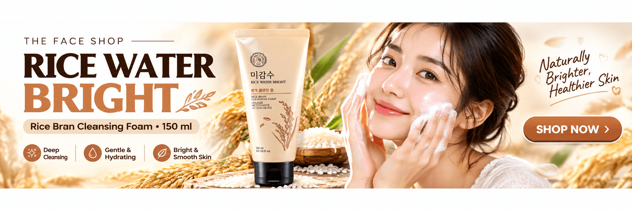The Face Shop Rice Water Bright Foaming Cleanser (150 ML)